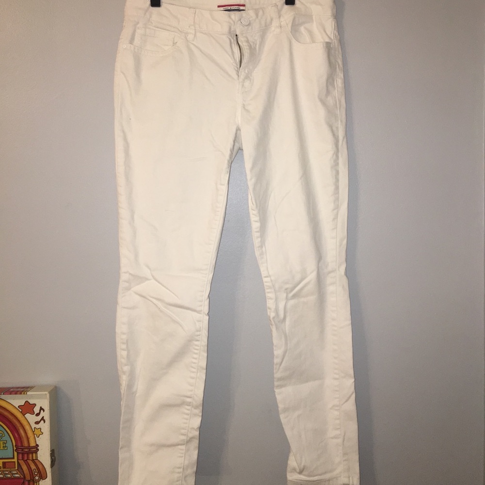 Plain white tommy pencil cut jeans